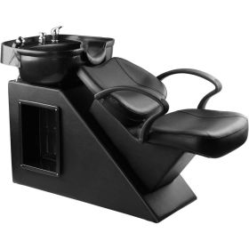 Ainfox Shampoo Barber Backwash Chair, ABS Plastic Shampoo Bowl Sink Chair for Spa Beauty Salon (Black)