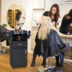 Beauty Salon Trolley Cart, Salon Cabinet with 360° Wheels, 6 Tool Holders, 1 Drawer, Salon Station Rolling Cart