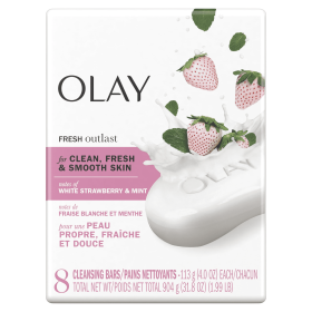 Olay Fresh Outlast Cooling White Strawberry & Mint Beauty Bar, 8 Ct