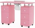 Manicure Table Nail Desk for Nail Tech, Table Station W/Electric Dust Collector, Nail Makeup Beauty Salon Storage Acetone