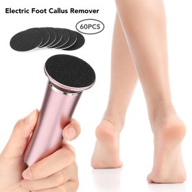 Electric Foot Callus Remover Foot Care File Leg Heels Remove Dead Skin Pedicure Tool Set Electronic Foot Grinder 60pcs Sandpaper (Color: US Plug)