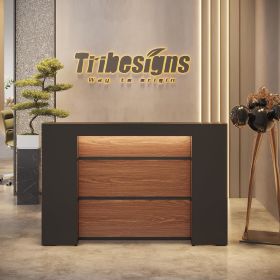 Tribesigns Modern Reception Desk with LED Lights,for Reception Room,Lobby,Beauty Salon, Retail,Checkout,Counter (Color: Black brown)