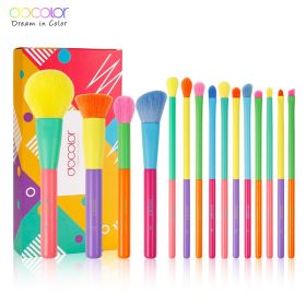 Docolor Colorful Makeup brushes set Cosmetic Foundation Powder Blush Eyeshadow Face Kabuki Blending Make up Brushes Beauty Tool (Handle Color: 15pcs makeup brush)