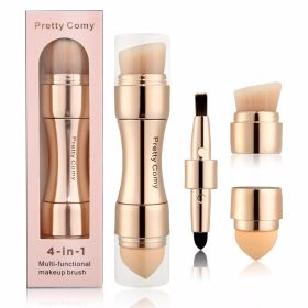 4 In 1 Makeup Brushes Foundation Eyebrow Shadow Concealer Eyeliner Blush Powder Cosmetic Professional Maquiagem Beauty Health (Handle Color: 4 in 1 Gold WithLogo)