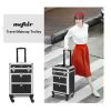 Aluminum Rolling Makeup Train Case, Portable Makeup Organizer Suitcase, Cosmetic Storage Box, Travel Beauty Luggage Trolley
