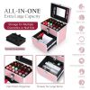 Portable Makeup Box Alloy Make up Train Case Manicure Polish Storage Organzier Beauty Suitcase with Mirror Drawer for Nail Tech