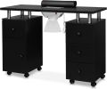 Manicure Table Nail Desk for Nail Tech, Table Station W/Electric Dust Collector, Nail Makeup Beauty Salon Storage Acetone