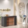 Tribesigns Modern Reception Desk with LED Lights,for Reception Room,Lobby,Beauty Salon, Retail,Checkout,Counter
