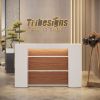 Tribesigns Modern Reception Desk with LED Lights,for Reception Room,Lobby,Beauty Salon, Retail,Checkout,Counter